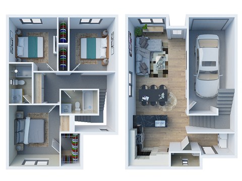 Floor plan for 3 beds, 2.5 baths, 1582 sqft
